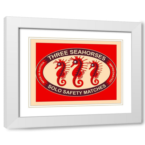 Three Seahorses White Modern Wood Framed Art Print with Double Matting by Rogan, Mark