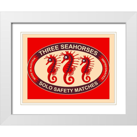 Three Seahorses White Modern Wood Framed Art Print with Double Matting by Rogan, Mark