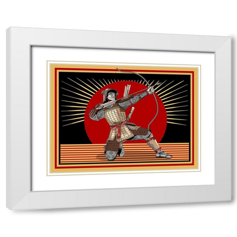 The Samurai White Modern Wood Framed Art Print with Double Matting by Rogan, Mark