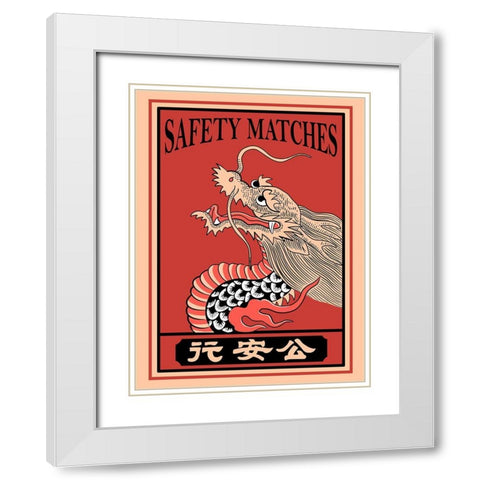 Japanese Dragon Matches White Modern Wood Framed Art Print with Double Matting by Rogan, Mark
