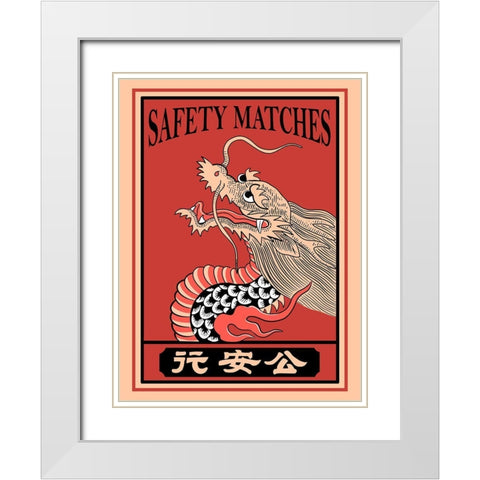 Japanese Dragon Matches White Modern Wood Framed Art Print with Double Matting by Rogan, Mark