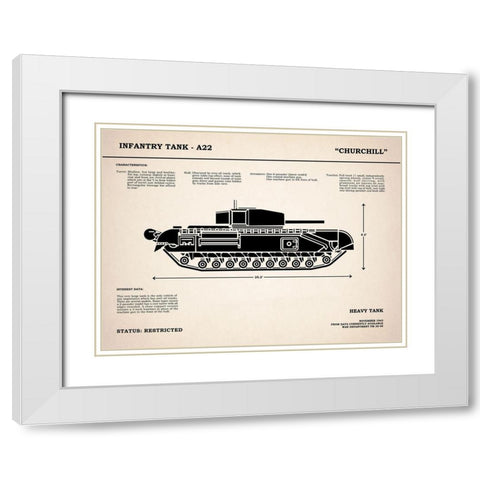 Churchill A22 Tank White Modern Wood Framed Art Print with Double Matting by Rogan, Mark