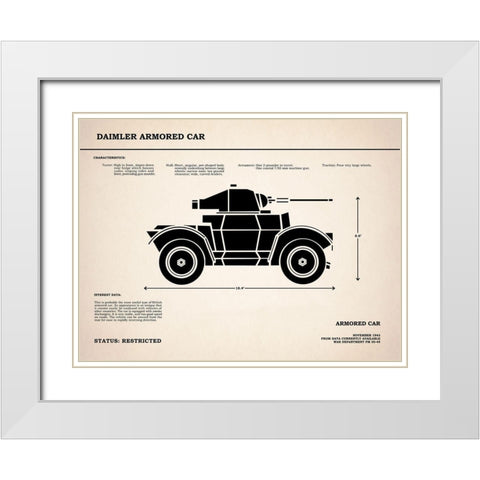 Daimler Armored Car White Modern Wood Framed Art Print with Double Matting by Rogan, Mark