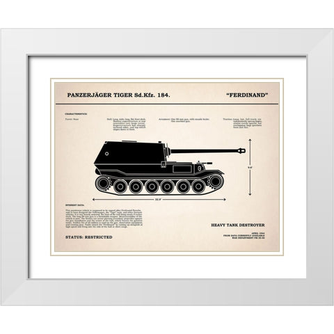 Ferdinand Tank Destroyer White Modern Wood Framed Art Print with Double Matting by Rogan, Mark
