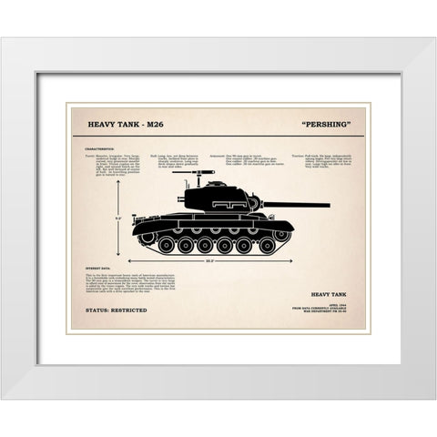 M26 Pershing Tank White Modern Wood Framed Art Print with Double Matting by Rogan, Mark