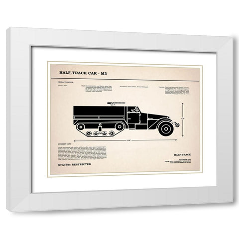 M3 Half Track Car White Modern Wood Framed Art Print with Double Matting by Rogan, Mark