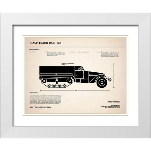 M3 Half Track Car White Modern Wood Framed Art Print with Double Matting by Rogan, Mark