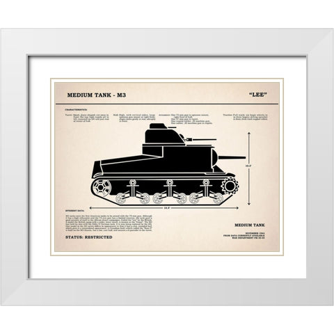 M3 Lee Tank White Modern Wood Framed Art Print with Double Matting by Rogan, Mark