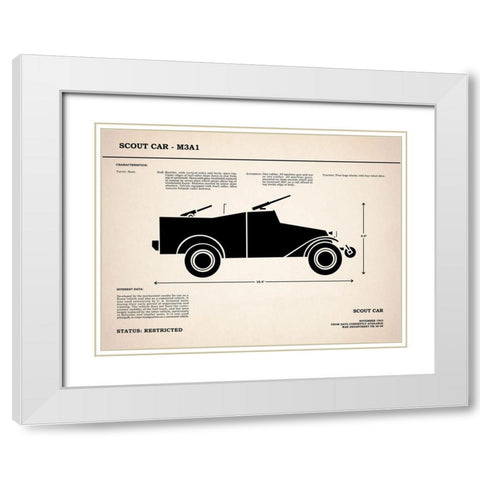 M3A1 ScoutCar White Modern Wood Framed Art Print with Double Matting by Rogan, Mark