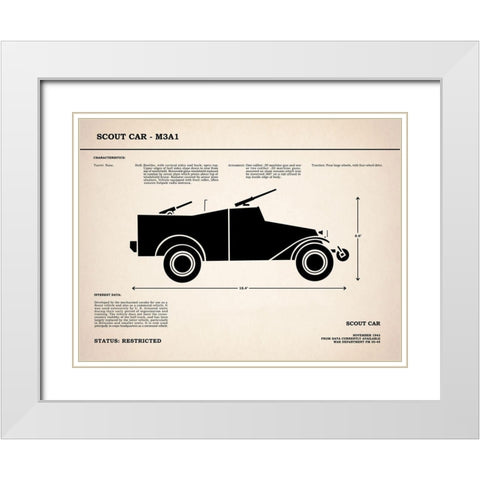 M3A1 ScoutCar White Modern Wood Framed Art Print with Double Matting by Rogan, Mark