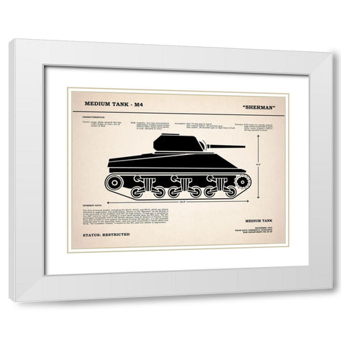 M4 Sherman Tank White Modern Wood Framed Art Print with Double Matting by Rogan, Mark