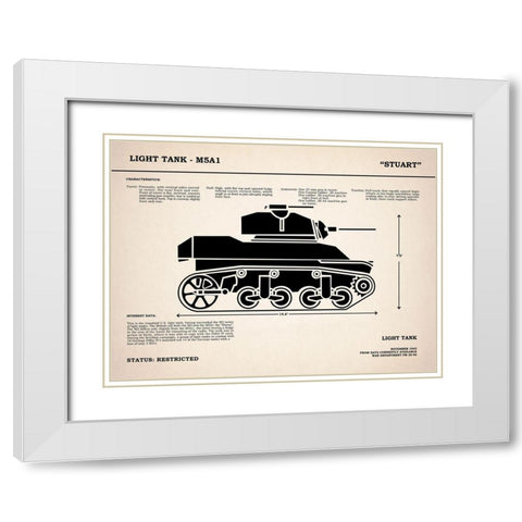 M5A1 Light Tank White Modern Wood Framed Art Print with Double Matting by Rogan, Mark