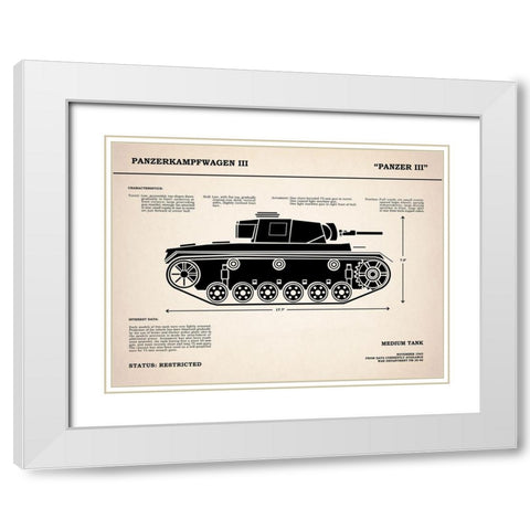 Panzer III Tank White Modern Wood Framed Art Print with Double Matting by Rogan, Mark