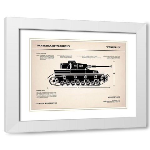 Panzer IV Tank White Modern Wood Framed Art Print with Double Matting by Rogan, Mark