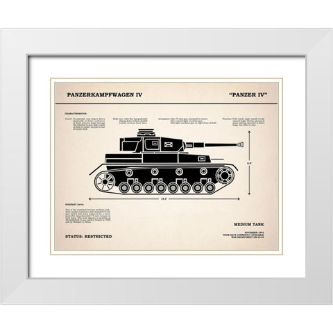 Panzer IV Tank White Modern Wood Framed Art Print with Double Matting by Rogan, Mark