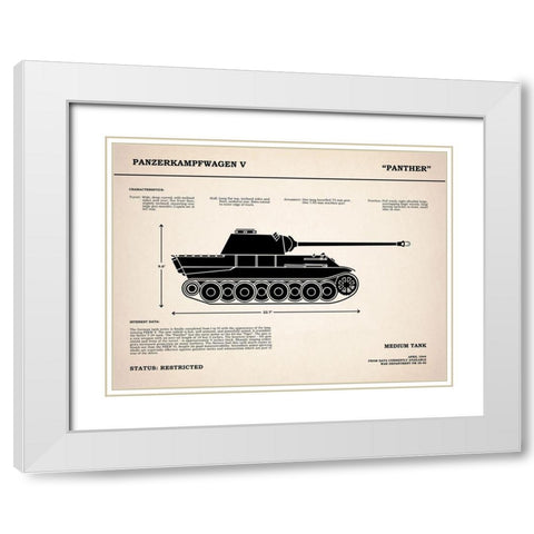 Panzer V Panther Tank White Modern Wood Framed Art Print with Double Matting by Rogan, Mark