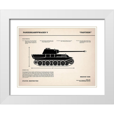 Panzer V Panther Tank White Modern Wood Framed Art Print with Double Matting by Rogan, Mark