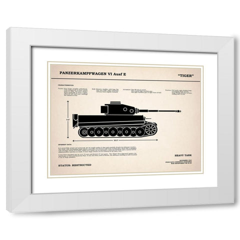 Tiger Tank White Modern Wood Framed Art Print with Double Matting by Rogan, Mark