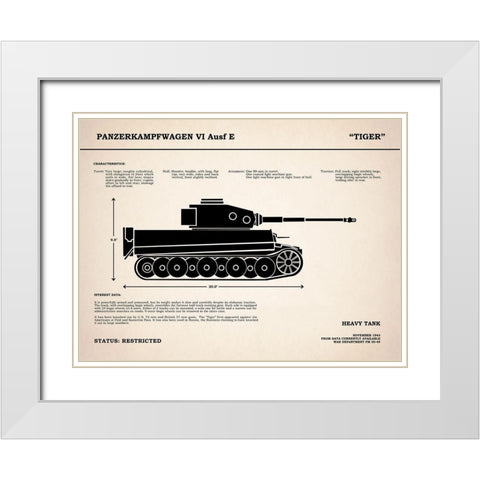 Tiger Tank White Modern Wood Framed Art Print with Double Matting by Rogan, Mark