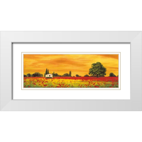 Field of Poppies White Modern Wood Framed Art Print with Double Matting by Leblanc, Richard