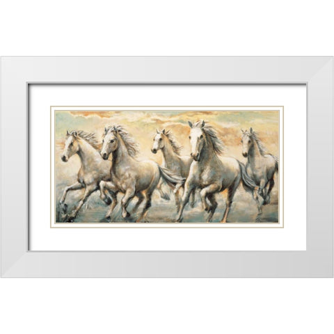 Wild Horses White Modern Wood Framed Art Print with Double Matting by Steele, Ralph