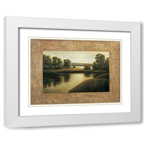 Lake View I White Modern Wood Framed Art Print with Double Matting by Blanco, Samuel