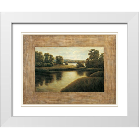 Lake View I White Modern Wood Framed Art Print with Double Matting by Blanco, Samuel