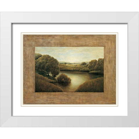 Lake View II White Modern Wood Framed Art Print with Double Matting by Blanco, Samuel