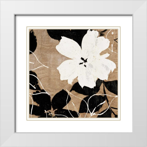 Fleurs I White Modern Wood Framed Art Print with Double Matting by Cailler, Sylvie