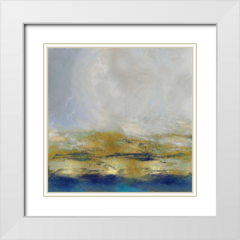 Terra in Aqua White Modern Wood Framed Art Print with Double Matting by Messina, Jake