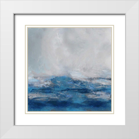 Terra in Blues White Modern Wood Framed Art Print with Double Matting by Messina, Jake