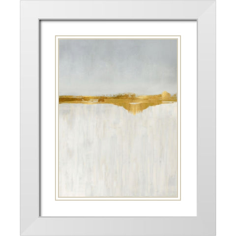Linear Gold I White Modern Wood Framed Art Print with Double Matting by Messina, Jake