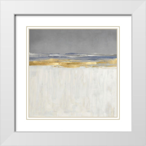 Gold and Silver Horizon I White Modern Wood Framed Art Print with Double Matting by Messina, Jake