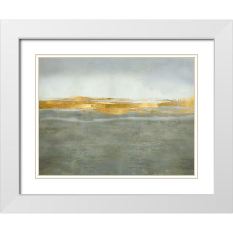 Linear Gold on Gray White Modern Wood Framed Art Print with Double Matting by Messina, Jake