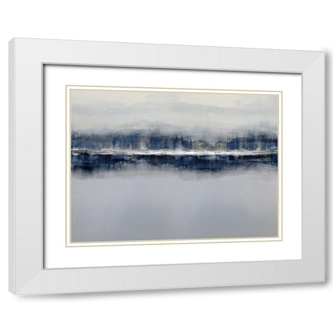 Indigo Shadows White Modern Wood Framed Art Print with Double Matting by Messina, Jake