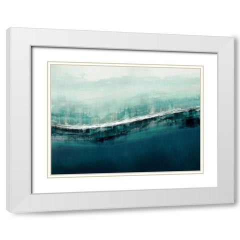 Flowing Cerulian White Modern Wood Framed Art Print with Double Matting by Messina, Jake
