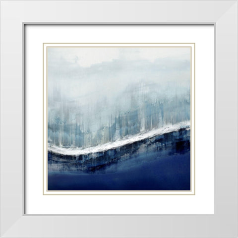 Flowing Blue White Modern Wood Framed Art Print with Double Matting by Messina, Jake