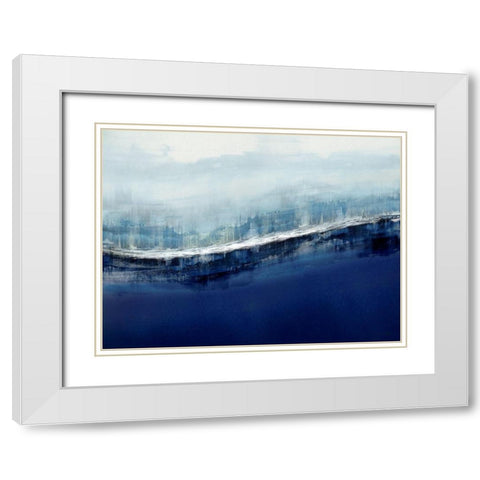 Flowing Indigo White Modern Wood Framed Art Print with Double Matting by Messina, Jake
