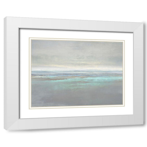 Aqua Reflection White Modern Wood Framed Art Print with Double Matting by Messina, Jake