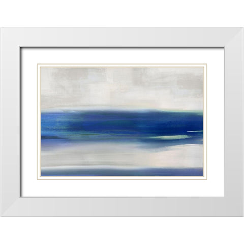 Blue Stroke White Modern Wood Framed Art Print with Double Matting by Messina, Jake
