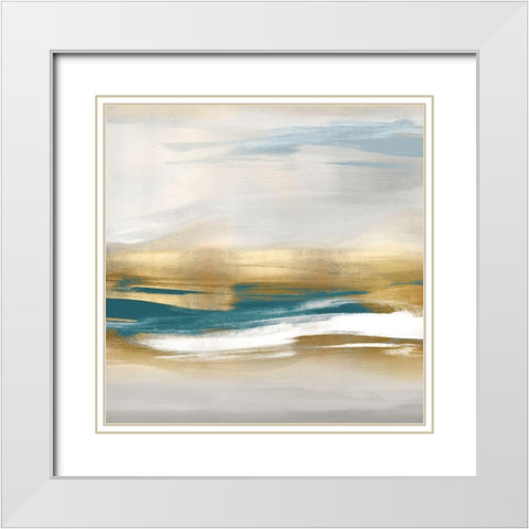 Gold Rush Teal II White Modern Wood Framed Art Print with Double Matting by Messina, Jake