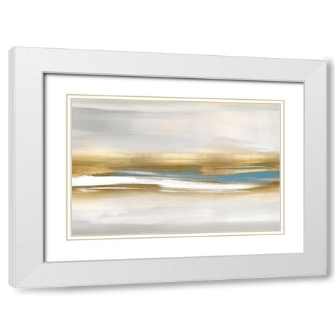 Highlight Gold and Teal I White Modern Wood Framed Art Print with Double Matting by Messina, Jake