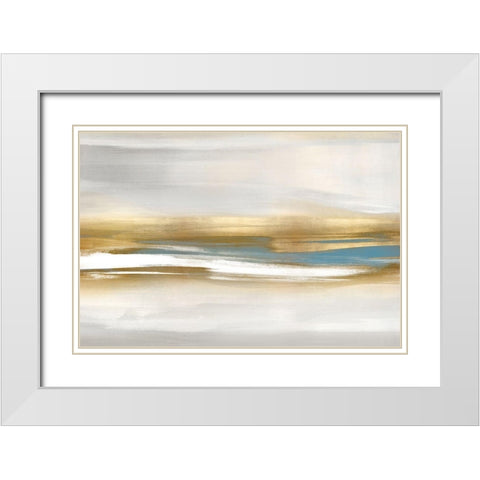 Highlight Gold and Teal I White Modern Wood Framed Art Print with Double Matting by Messina, Jake