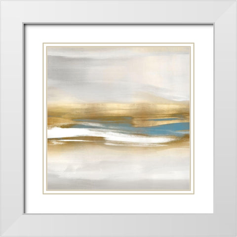 Highlight Gold and Teal II White Modern Wood Framed Art Print with Double Matting by Messina, Jake