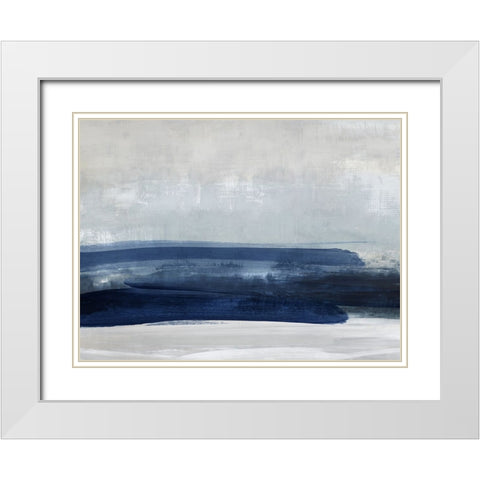 Blue View I White Modern Wood Framed Art Print with Double Matting by Messina, Jake