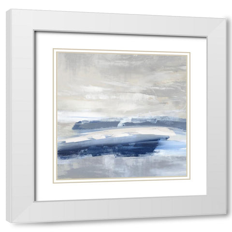 Unify Blue II White Modern Wood Framed Art Print with Double Matting by Messina, Jake