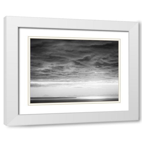 Black and white cloud formatio White Modern Wood Framed Art Print with Double Matting by Plank, Savanah