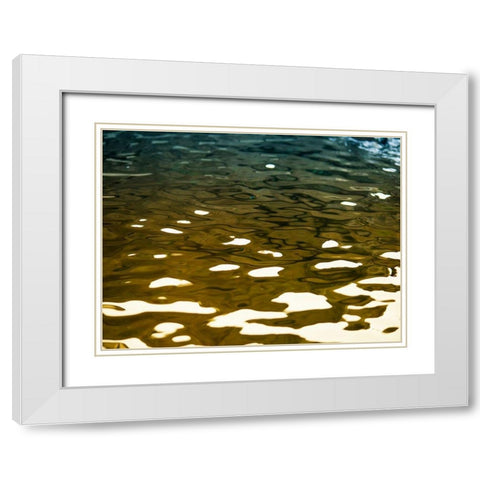 Water Reflections White Modern Wood Framed Art Print with Double Matting by Plank, Savanah