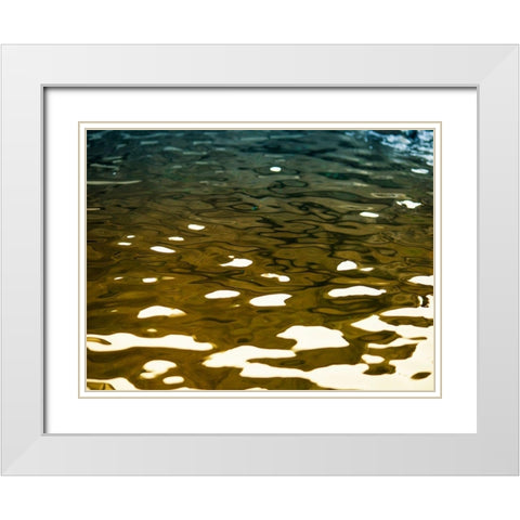 Water Reflections White Modern Wood Framed Art Print with Double Matting by Plank, Savanah