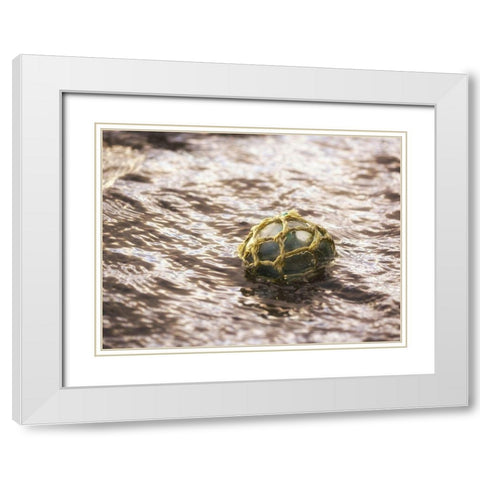 Vintage glass float White Modern Wood Framed Art Print with Double Matting by Plank, Savanah
